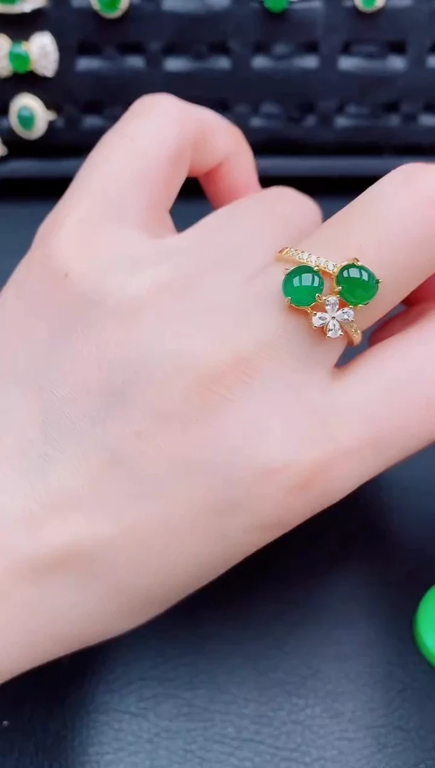 【闪购商品】翡翠戒指银S925镶嵌天然a货翡翠167