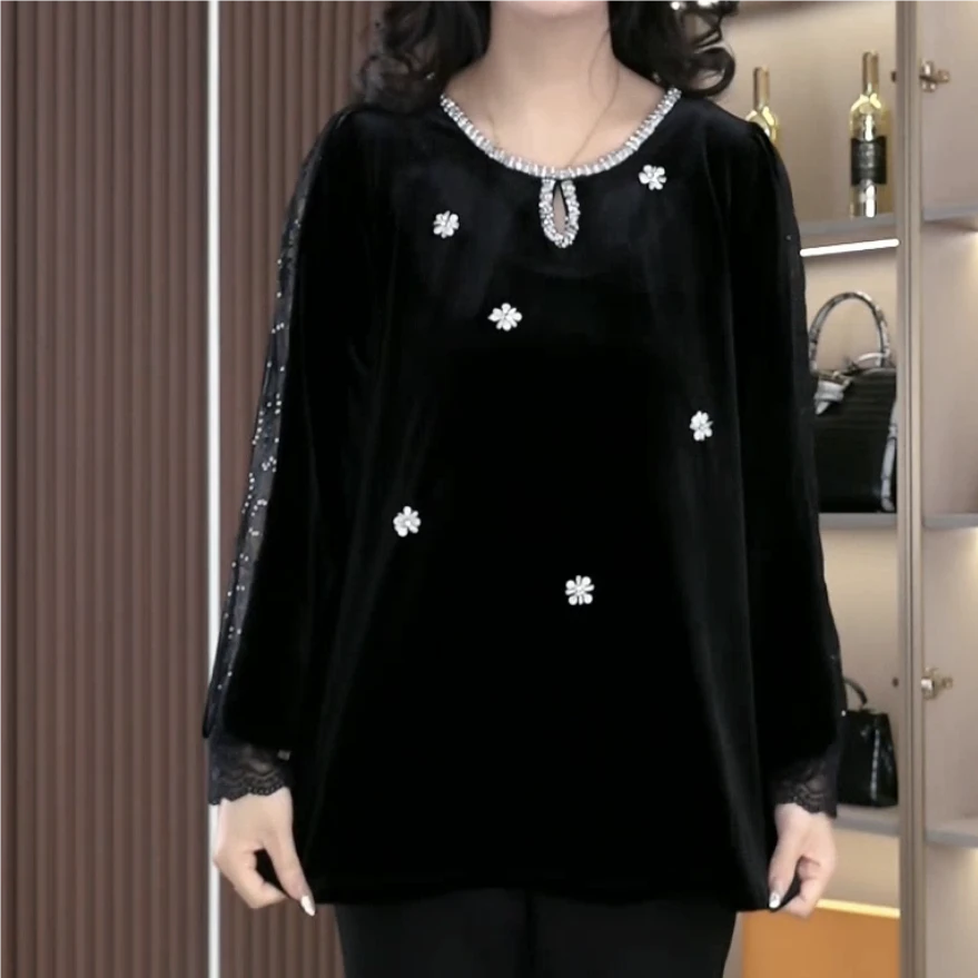 丹思慕秋季新款大码显瘦洋气减龄轻奢女人味黑色上衣ZSX25A0141