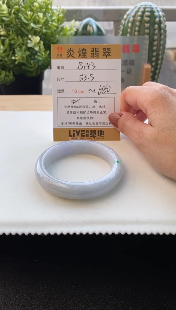 未镶嵌手镯翡翠53.3圈口 编码B143