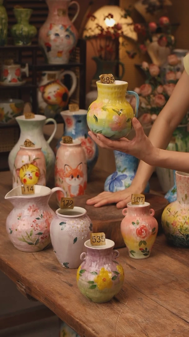 陶瓷景德镇设计师手作花器摆件侘寂风385