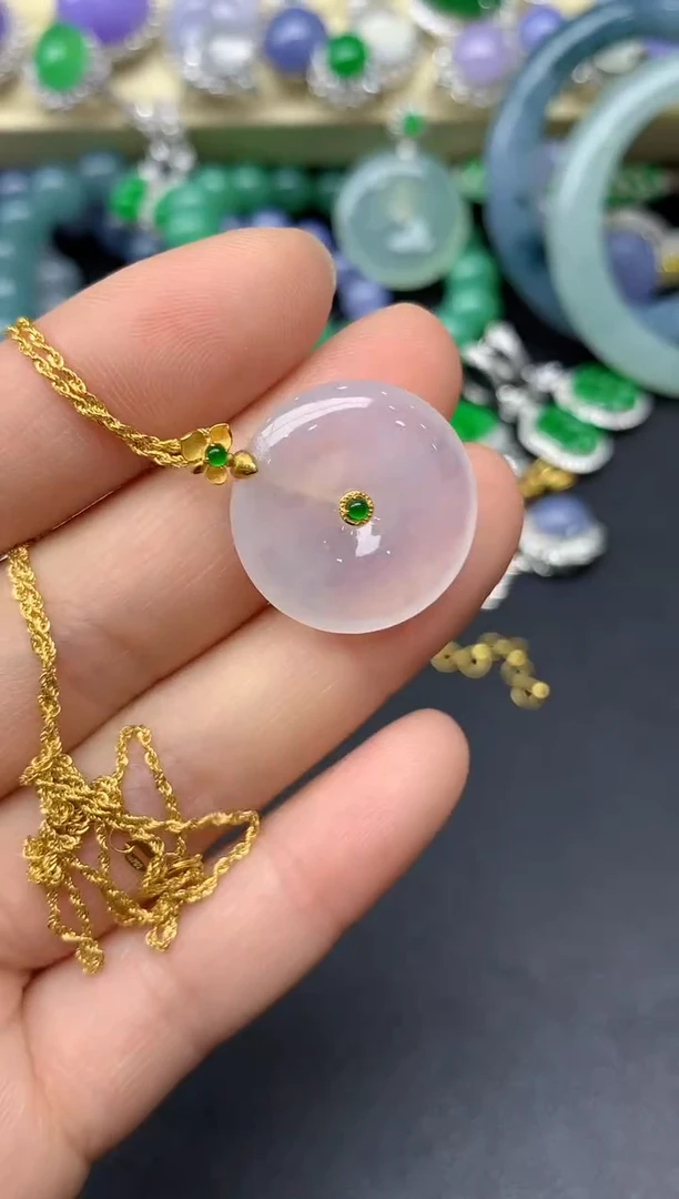 颈饰18K金镶嵌翡翠201-雪姐翡翠天天见