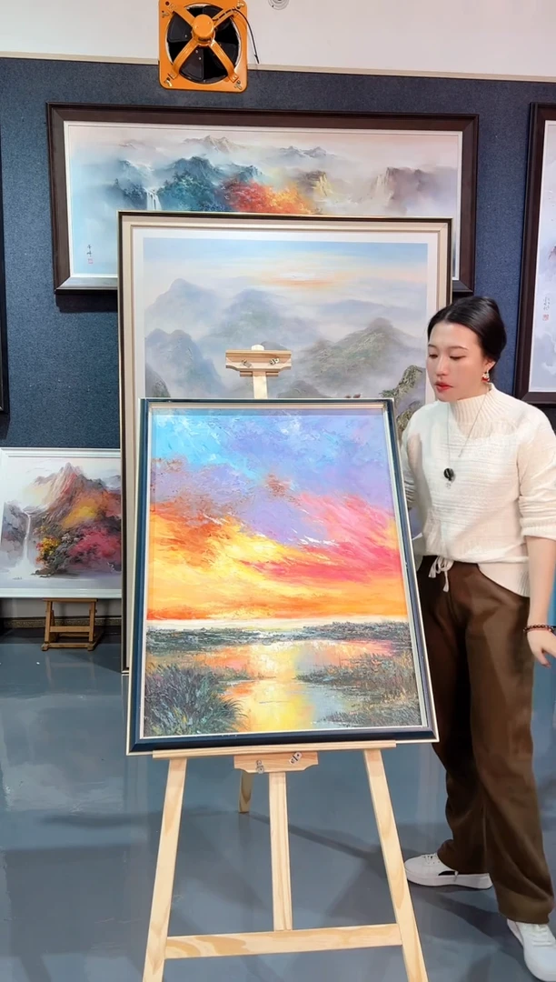 【闪购商品】油画86号 60*80 日出-手绘油画