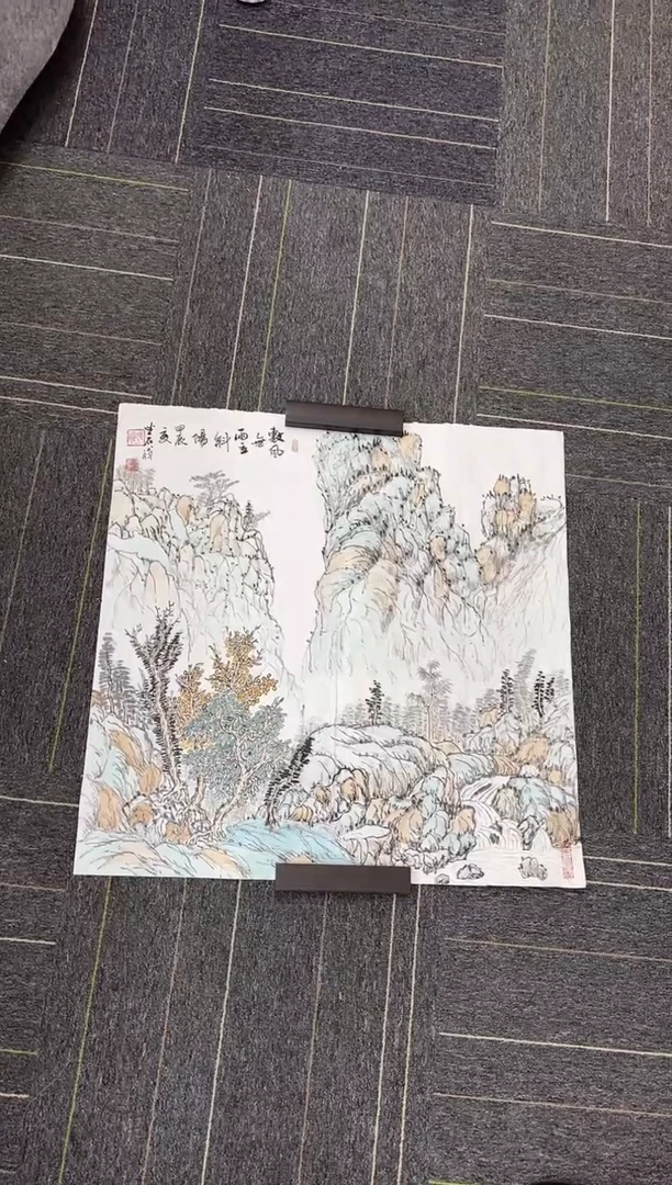 国画国画国画鉴赏手绘实稿-70*70-山水