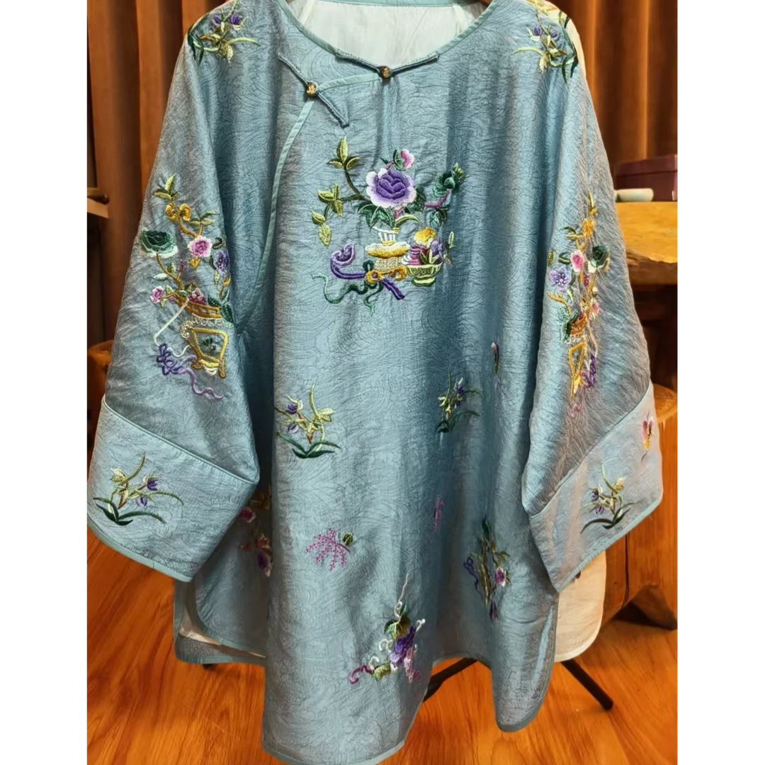 25176中国风新款新中式禅意绣花太太服