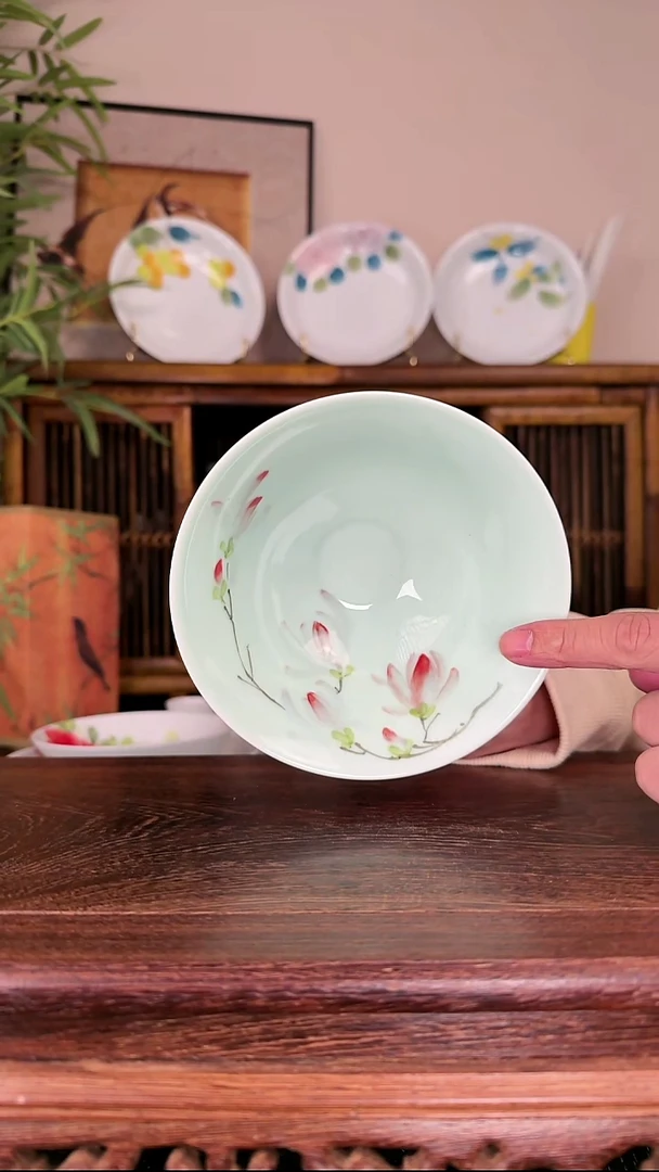 陶瓷微瑕君子兰米饭碗