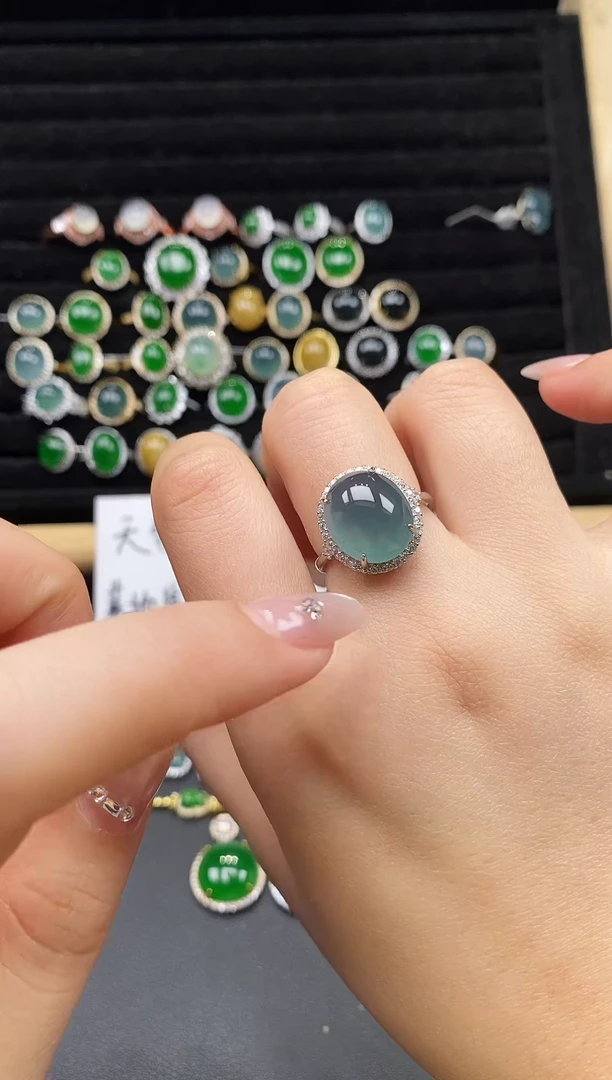 银S925镶嵌戒指翡翠111