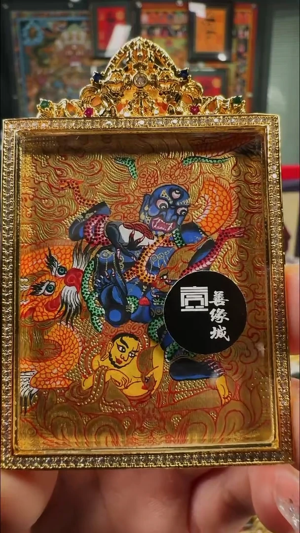 吊坠壹善缘城手绘唐卡黑C