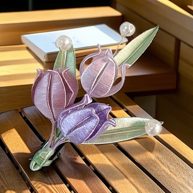 【铃兰花】发夹手工百搭发卡紫色素款优雅古风