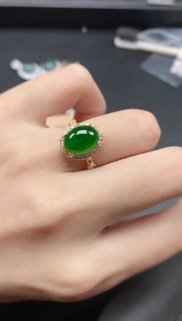 翡翠戒指银S925镶嵌51151