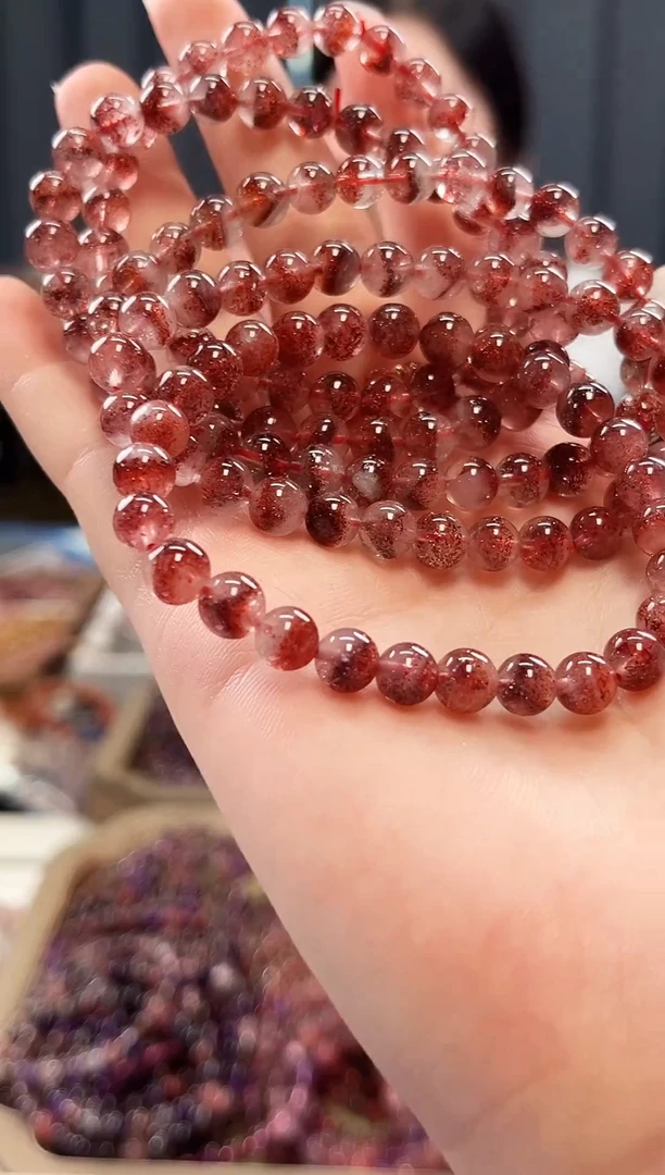 未镶嵌手串水晶金草莓超七单圈手串6mm【多样性发一】