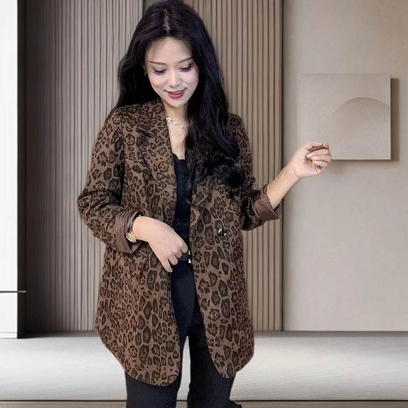 新款宽松豹纹欧版外套（卡码拍小）