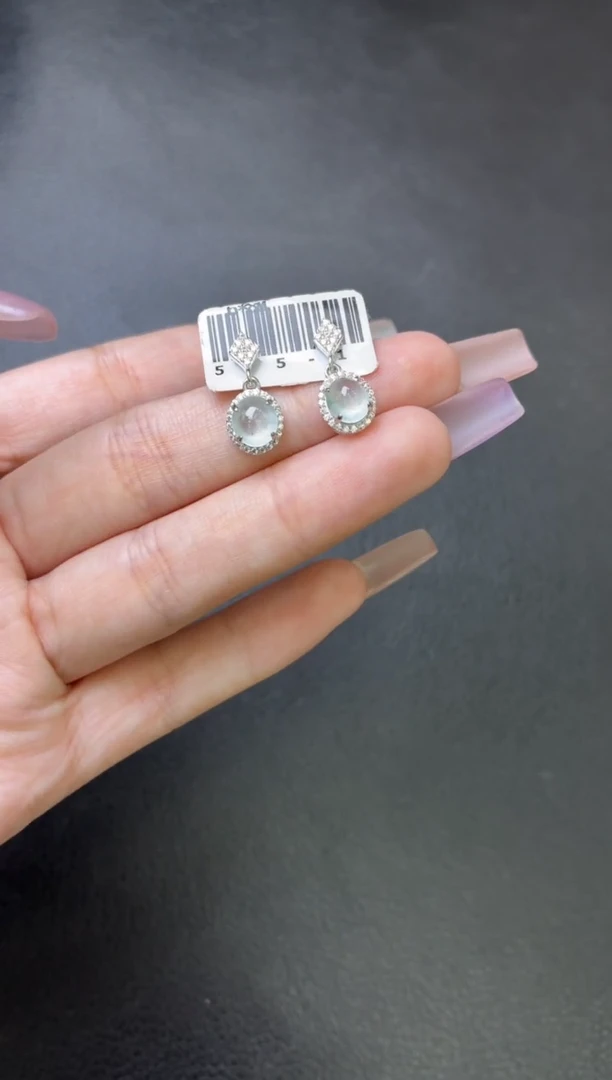 银S925镶嵌翡翠耳饰耳饰