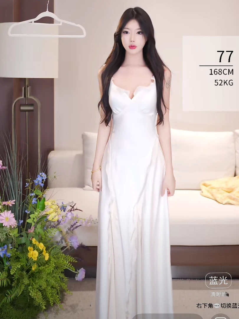 现货 LIBAIYI 荷叶边吊带露背斜面气质连衣裙1642