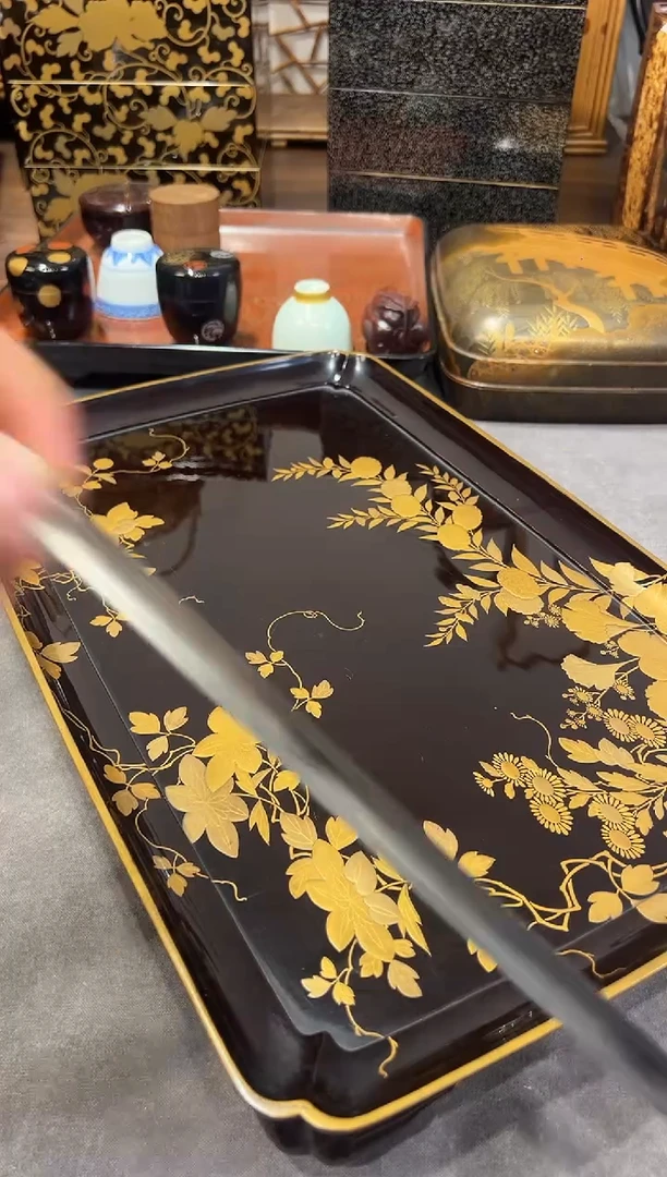 高肉金 小茶台 大漆漆器大漆漆器