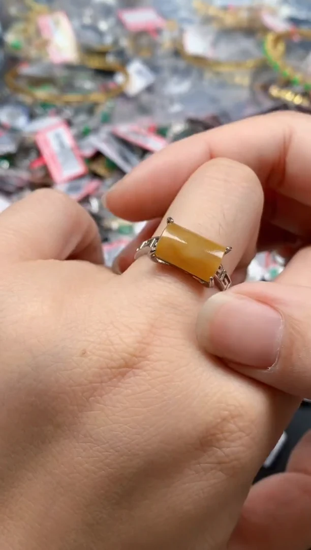 银S925镶嵌戒指翡翠天然A货缅甸翡翠