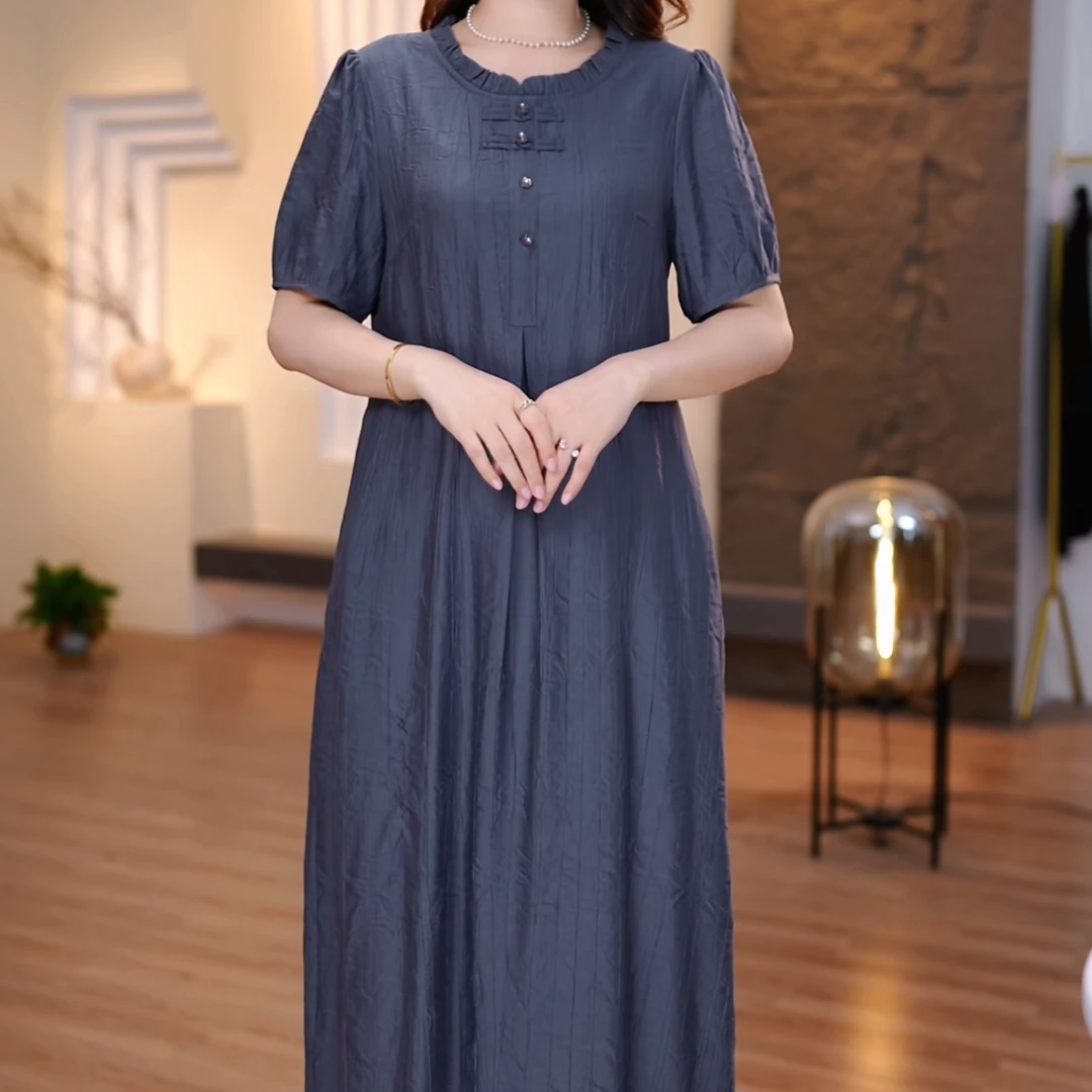 2025春夏新款加肥加大连衣裙大码女装显瘦遮肉减龄妈妈装