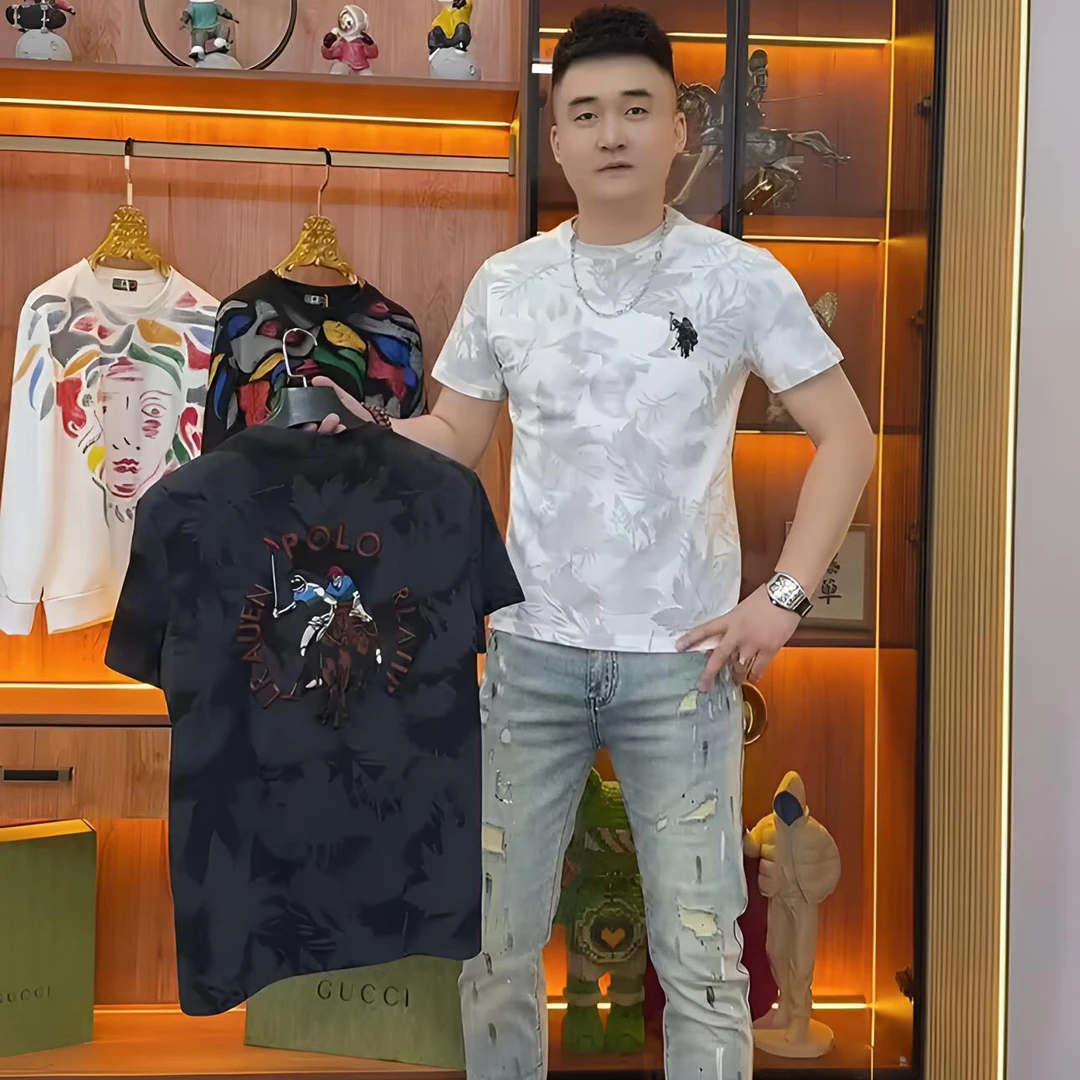 2025男士轻奢痞帅气质潮流百搭T恤时尚帅气个性高级感修身短袖