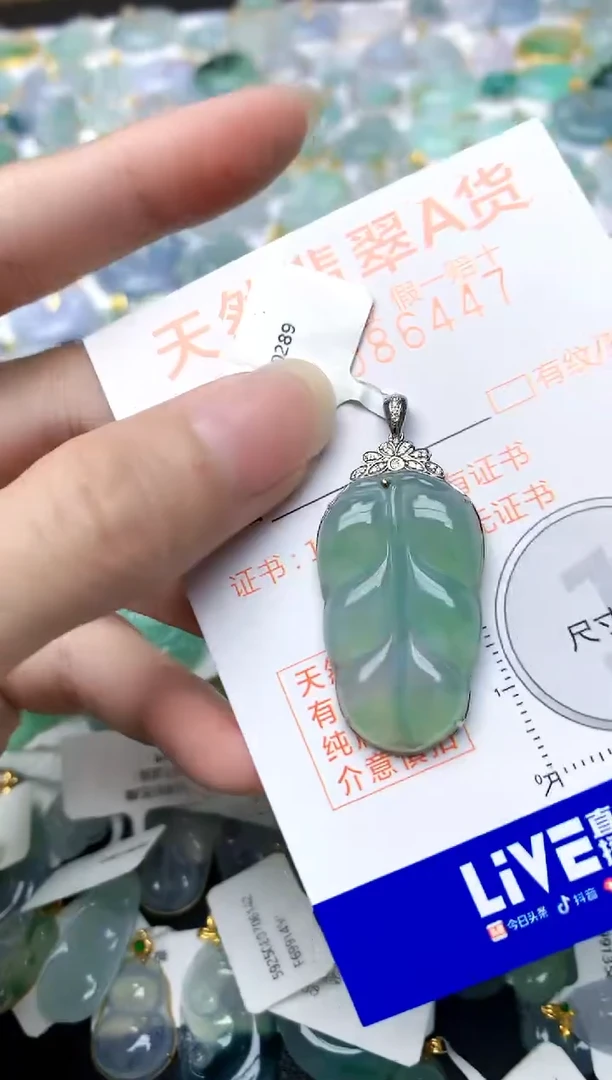颈饰18K金镶嵌翡翠天然A货翡翠