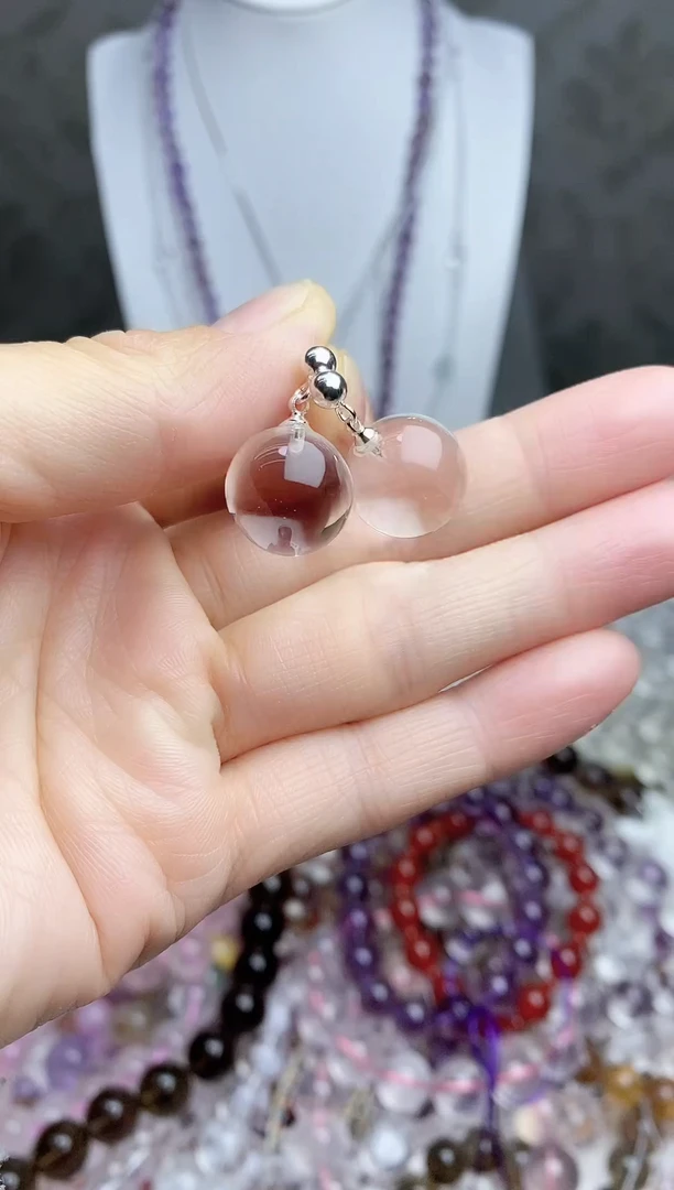 银S925镶嵌耳饰水晶一根针