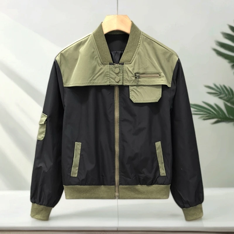 棒球领夹克衫韩版男士通勤拼接小众高端潮牌个性痞帅外套男款春秋