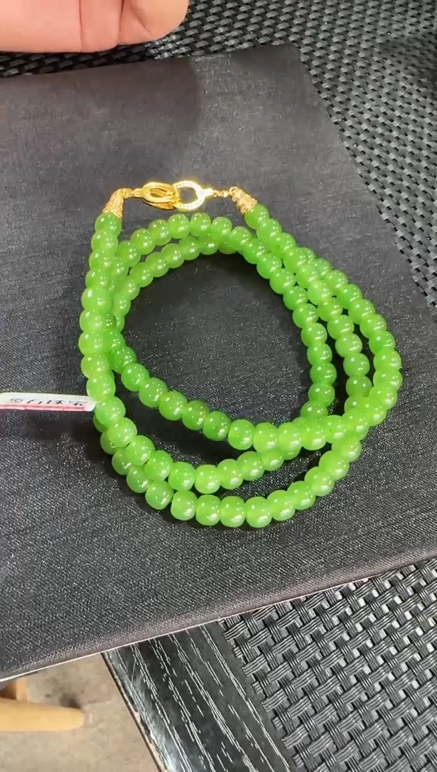 【闪购商品】和田玉项链未镶嵌苹果绿项链108卡6*7
