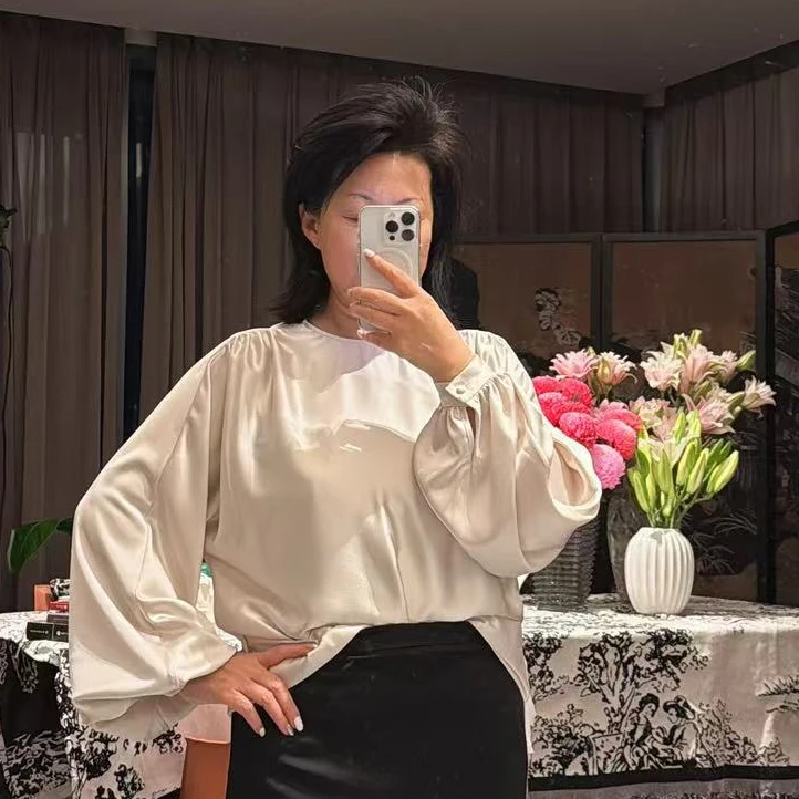 Fen姐|【魅力四射】时尚百搭圆领长袖极简风休闲上衣252402