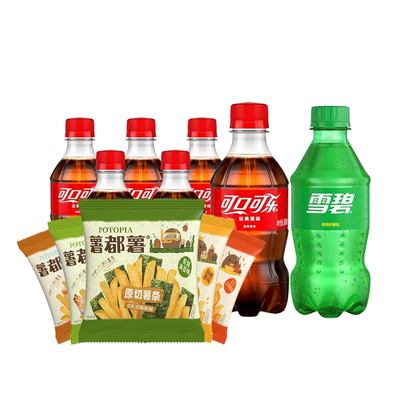 经典可口可乐/雪碧碳酸饮料汽水300ml×6瓶薯条解渴夏日20g*5袋