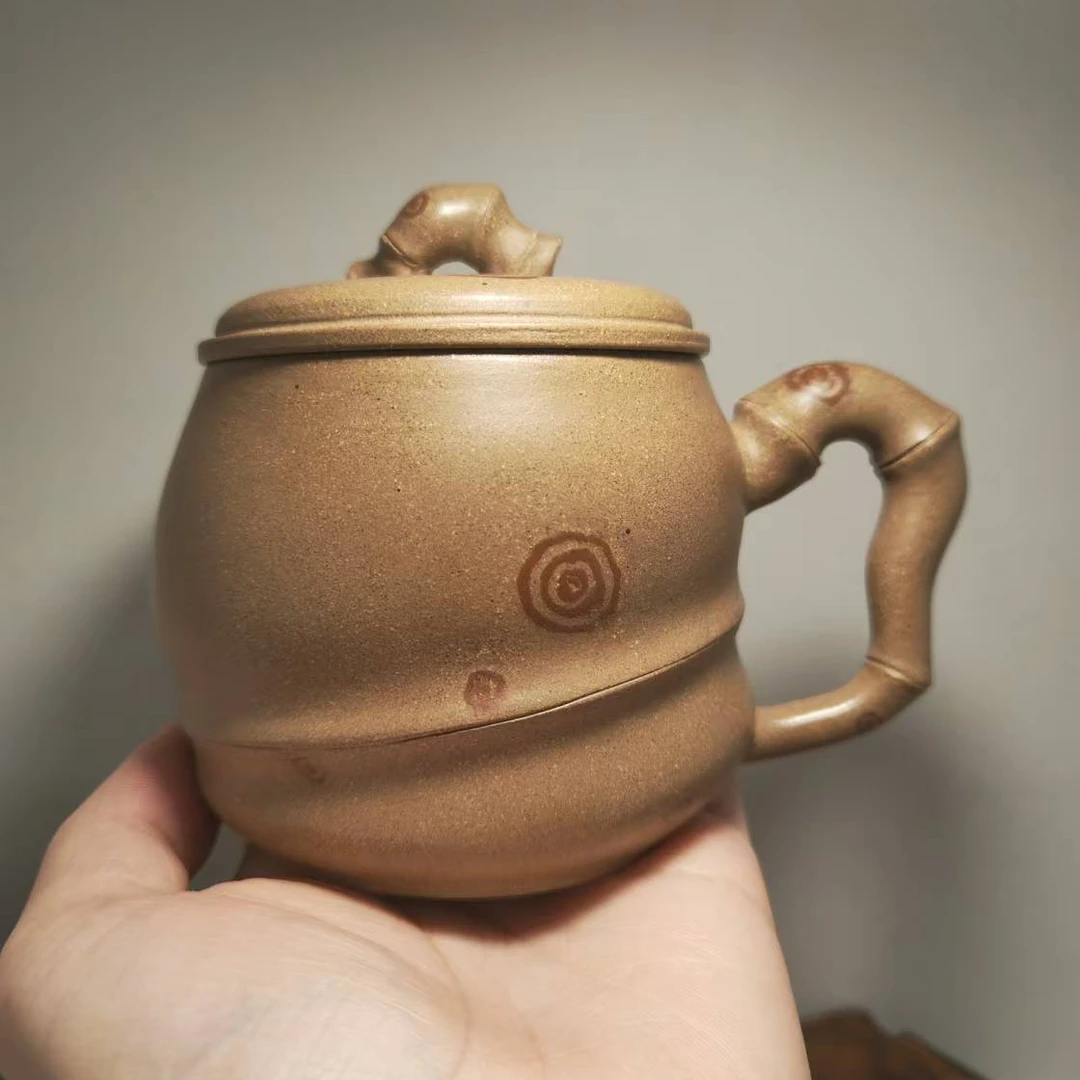 400cc老段泥道鸿款湘妃竹紫砂盖杯