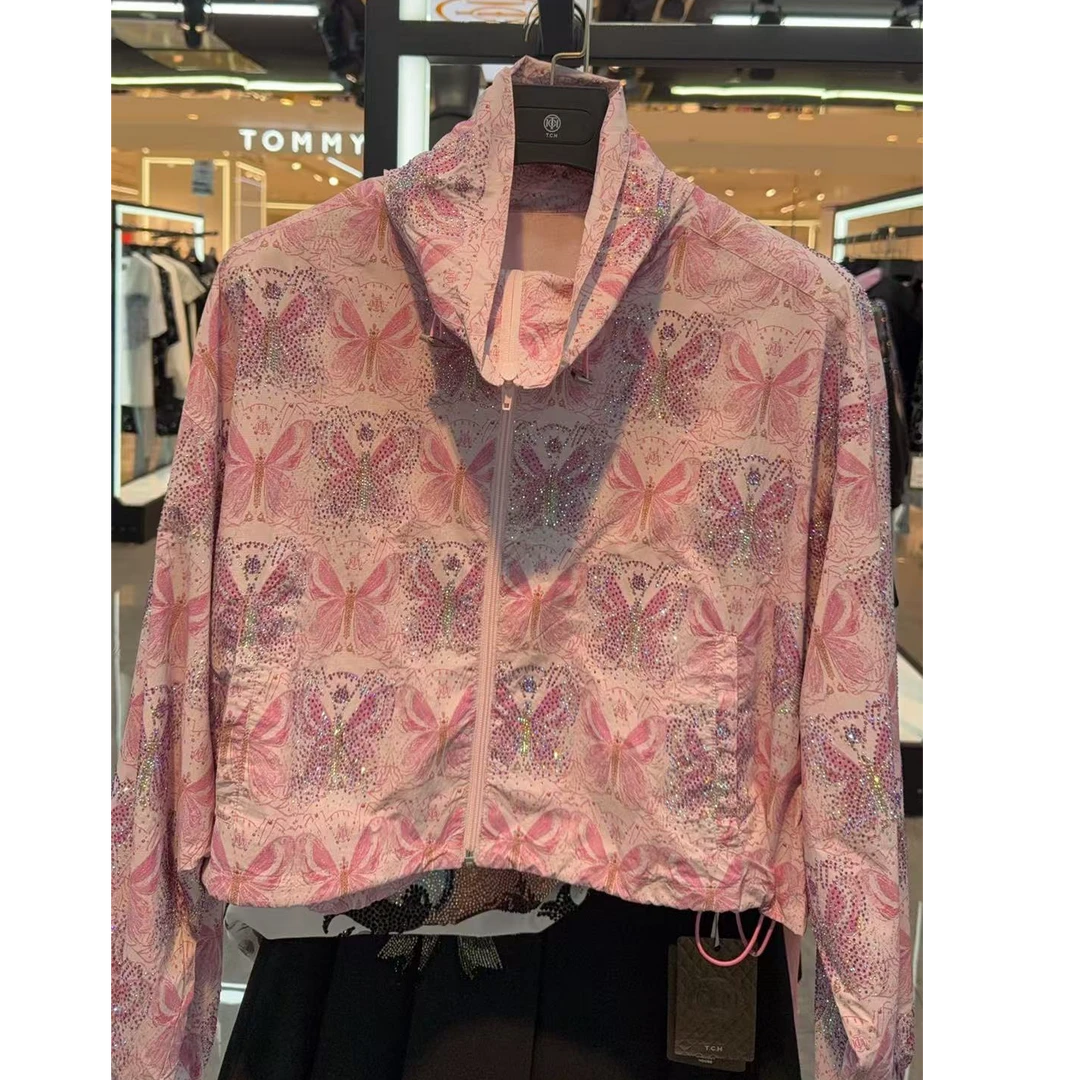 TCH服饰-潮牌时尚2025新款粉色烫钻外套T75A276050