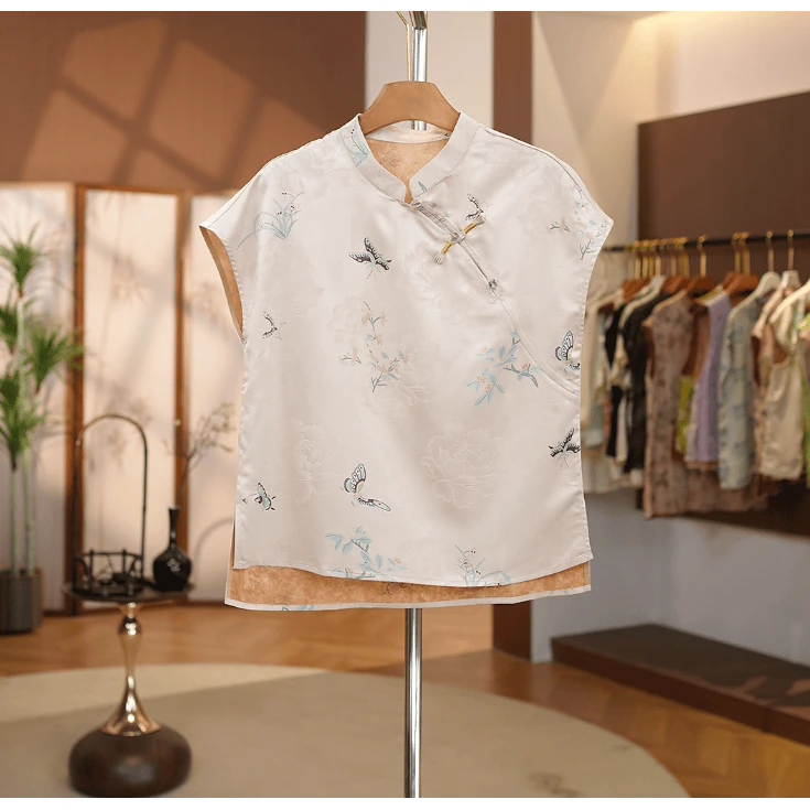 【草色荧荧】新中式短袖百搭提花气质草色荧荧衬衫