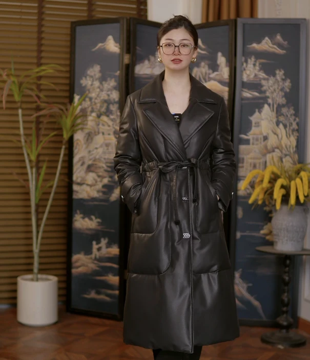 【不带毛领】4332海宁冬季女士长款大气百搭白鹅绒时尚大衣