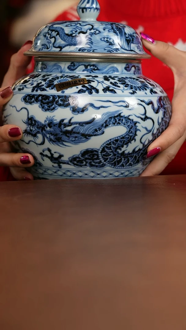 【闪购商品】元青花双龙描银将军罐