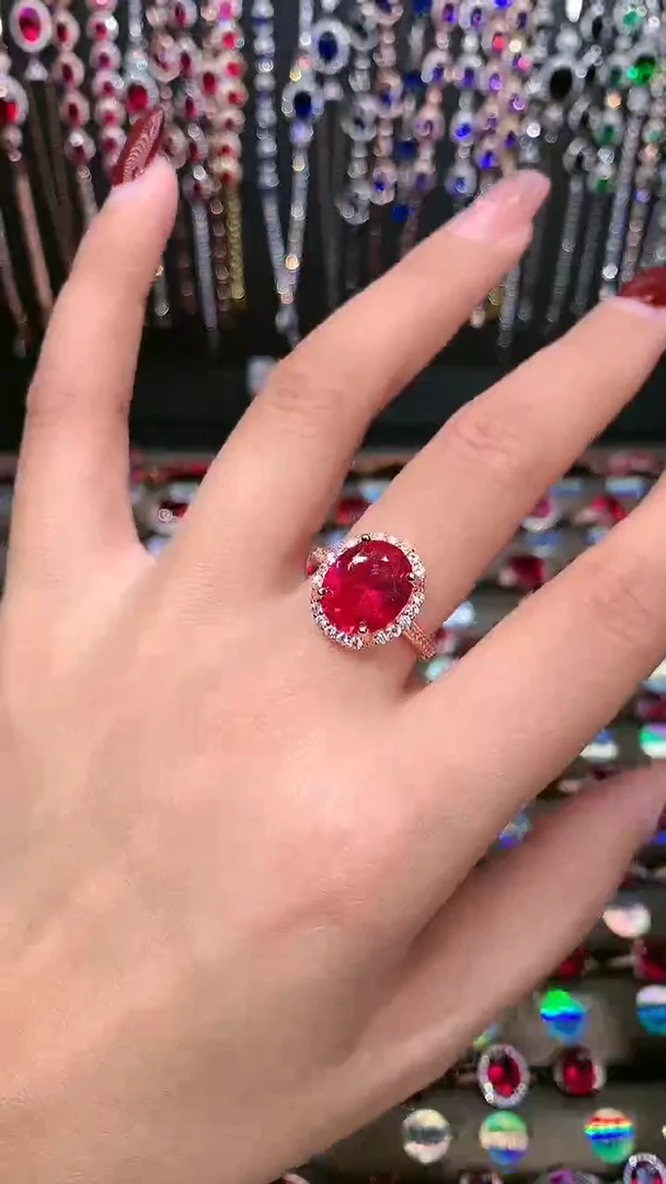 【闪购商品】红宝石戒指银S925镶嵌10.12玫瑰金