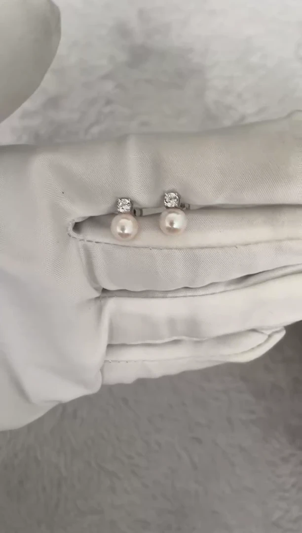 银S925镶嵌海水珍珠耳钉AK戴妃7-7.5mm