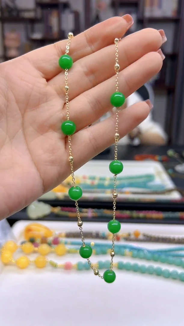 【闪购商品】翡翠颈饰银S925镀金镶嵌X97