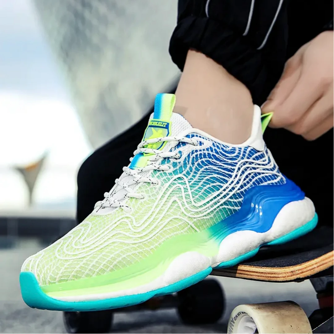 新款潮流轻便马拉松透气跑步鞋男女百搭柔软减震爆米花休闲运动鞋