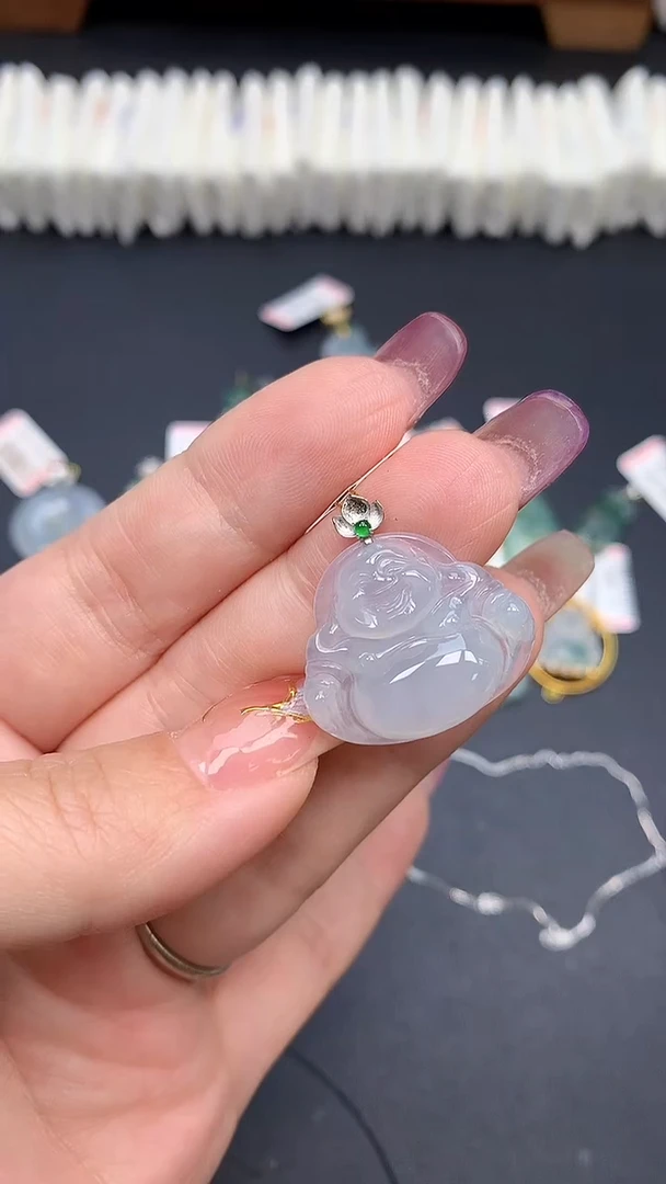 翡翠18K金镶嵌吊坠(不含链)MS189454
