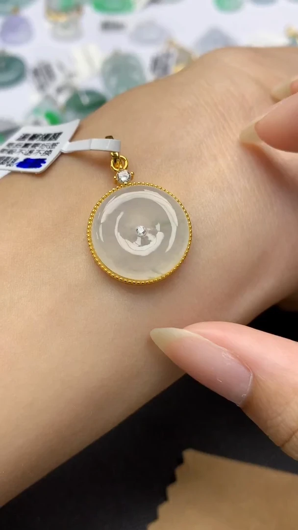 颈饰银S925镶嵌翡翠天然缅甸a货翡翠百元以上9元证书费自理