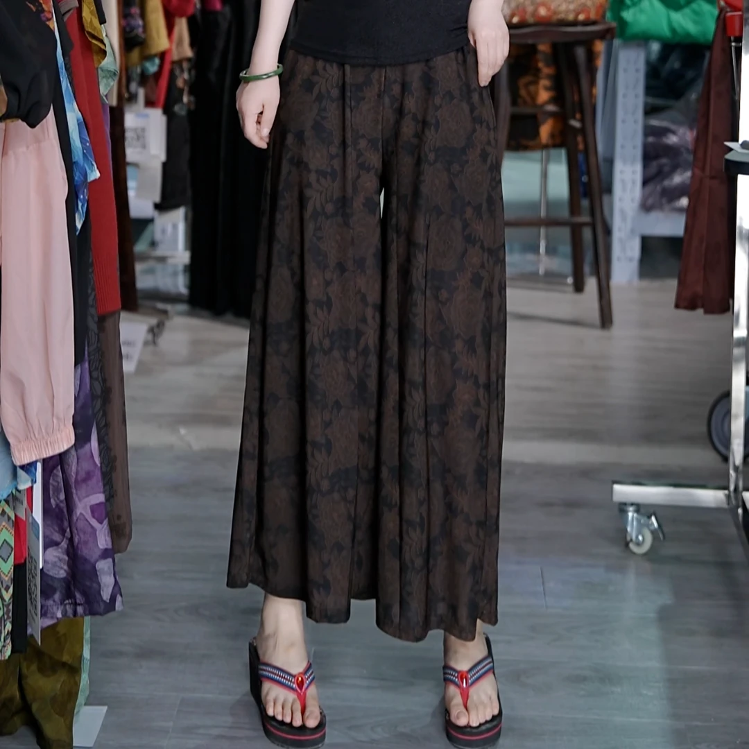 2025新款夏季气质装时尚阔腿裤印花阔腿裤女款爆款裙裤