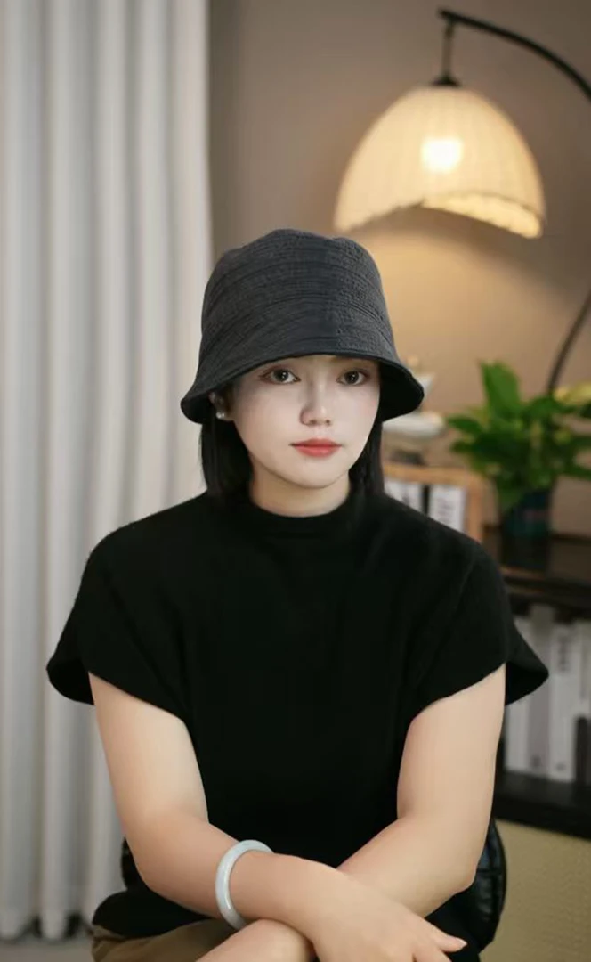 日系显脸小遮脸水桶帽防晒盆帽夏季薄款百搭褶皱渔夫帽遮阳帽子女