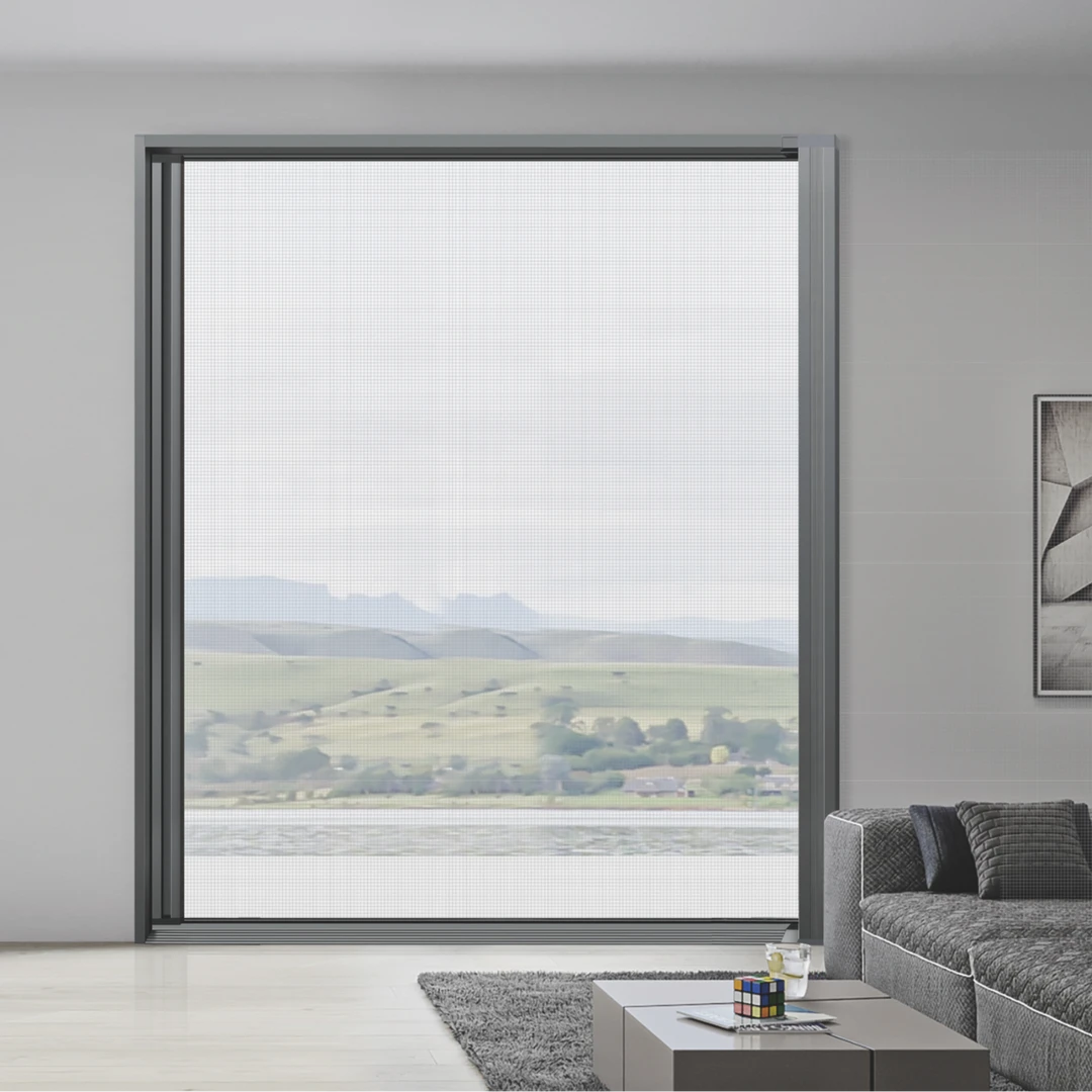 智库隐形折叠纱门纱窗推拉式回卷入户门平网搞头平开纱门