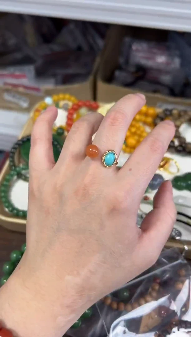 未镶嵌南红玛瑙戒指南红玛瑙圆珠羽毛镶嵌款戒指[13]