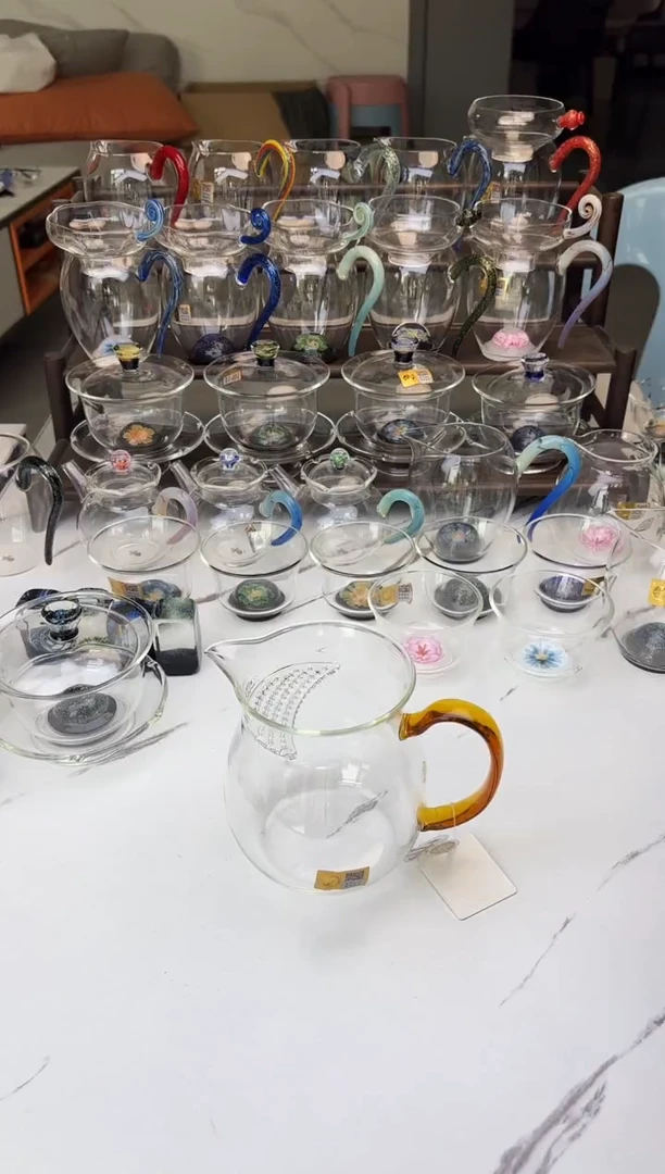 手工艺品玻璃禾器观禄煮茶器琥珀色