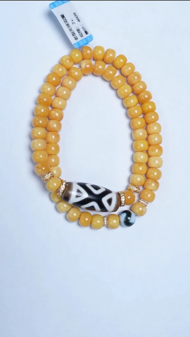 手链蜜蜡未镶嵌花蜡老型猛犸双圈7mm