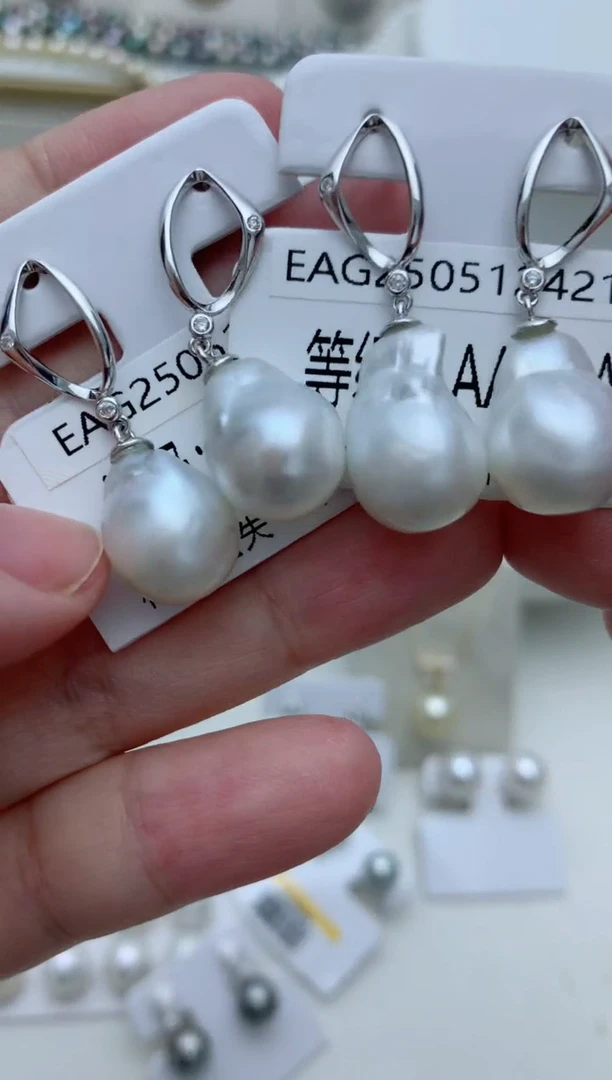 银S925镶嵌海水珍珠耳饰q50 多样性发其一