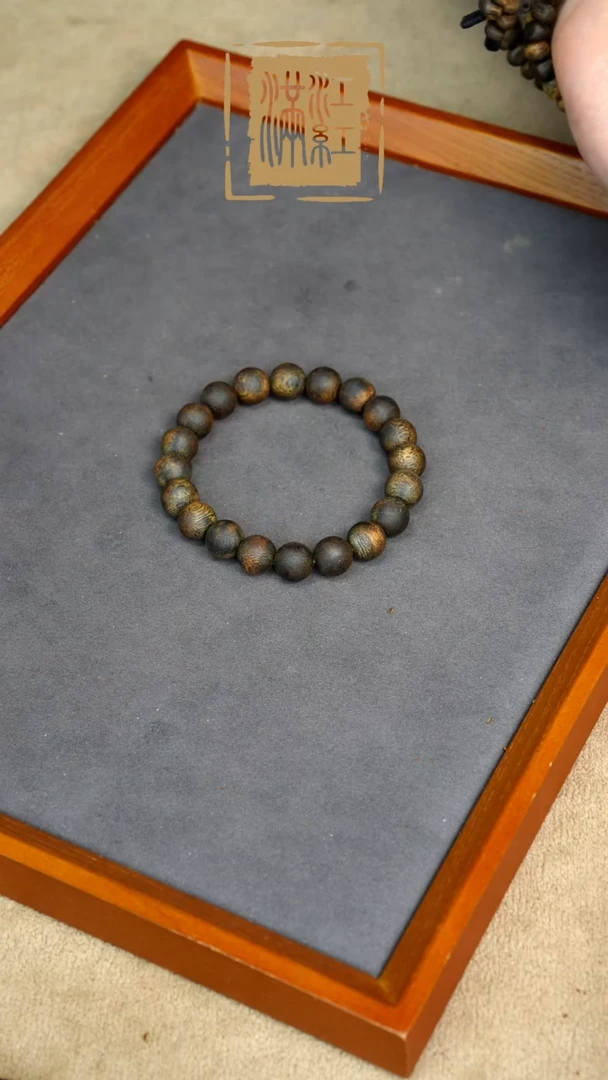 沉香手串海南莺歌绿绮/1.0沉水圆珠单圈/小辉私藏/赠1g同料勾丝