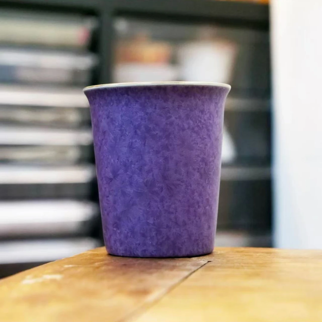 【柒月】紫色结晶釉直口杯