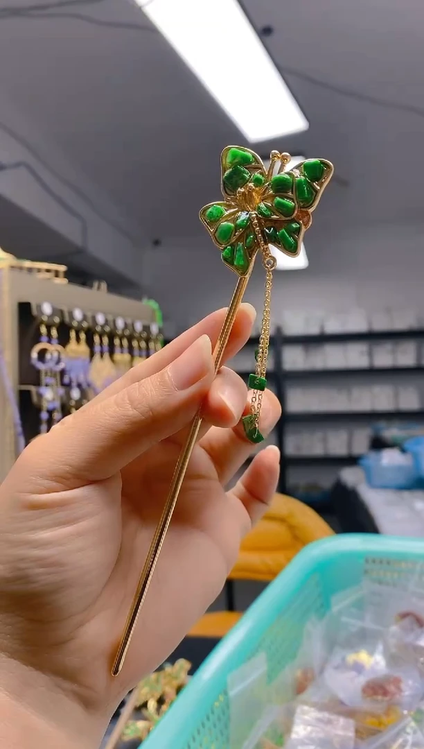 翡翠合金耳饰0158翡翠发簪