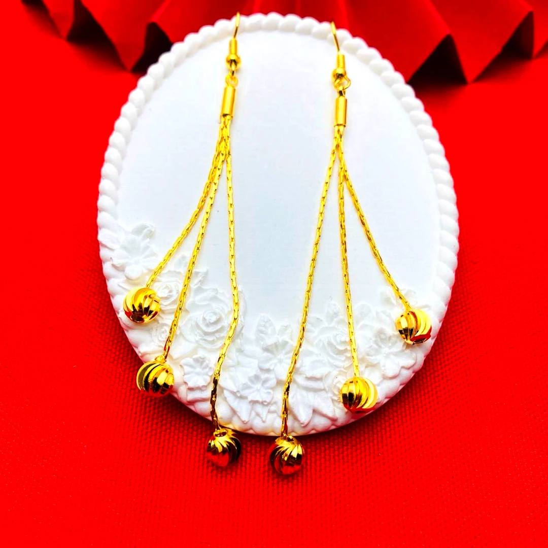 铜合金耳饰 【三珠流苏耳钩】长款时尚百搭磨砂气质耳环优雅