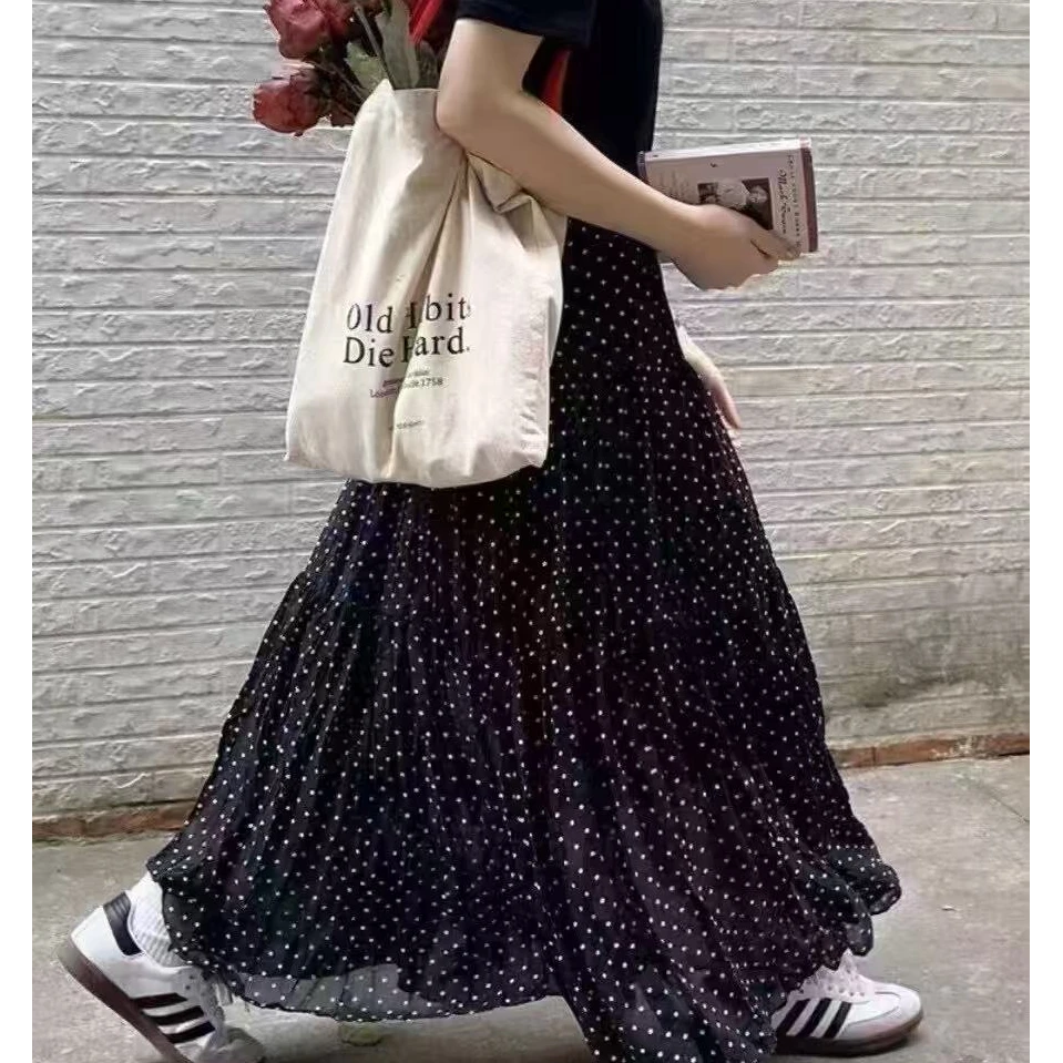 【倩倩专属】2025春夏时尚百搭A字波点显瘦气质高腰垂感半身裙BS001